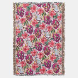 Drakenfruit Tropisch Bloemend Modern Groen Palm Deken