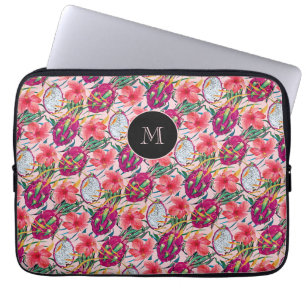 Drakenfruit Tropisch Bloemend Modern Groen Palm Laptop Sleeve