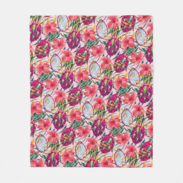 Drakenfruit Tropisch Bloemig Modern Groen Palm Fleece Deken