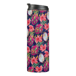 Drakenfruit Tropisch Bloemig Modern Groen Palm Thermosbeker