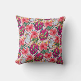 Drakenfruit Tropische Bloem Moderne Groene Palm Kussen