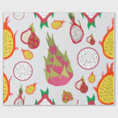 Drakenfruit wit en geel gevlekt cadeaupapier (Vlak)