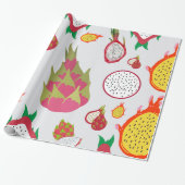 Drakenfruit wit en geel gevlekt cadeaupapier (Uitgerold)