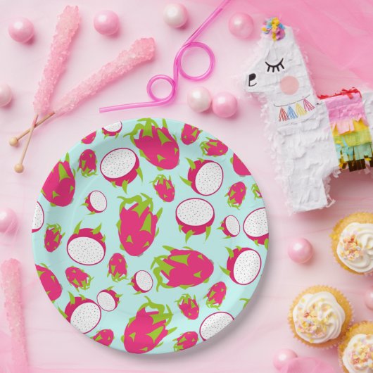 Drakenfruitpatroon Papieren Bordje (Feest)