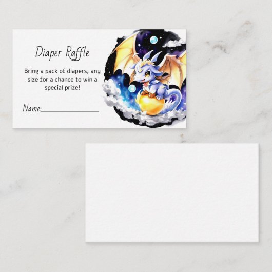 Drakengeïnspireerd Baby showers luier Raffle Informatiekaartje (Voorkant / Achterkant)