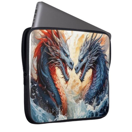 Drakengevecht Laptop Sleeve (Voorkant Rechts)