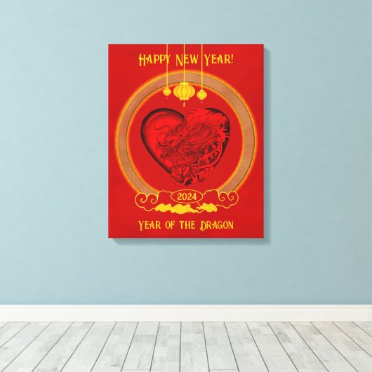 Drakenhart, jaar van de draak canvas afdruk (Insitu (Houten vloer))