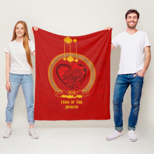 Drakenhart, jaar van de draak fleece deken