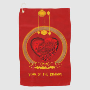 Drakenhart, jaar van de draak golfhanddoek
