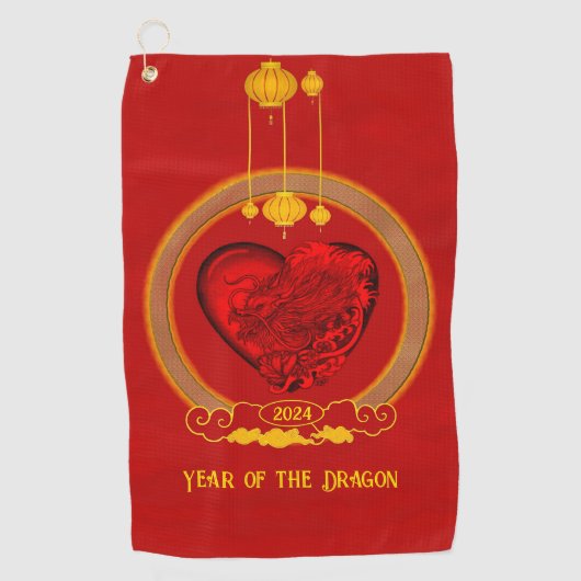 Drakenhart, jaar van de draak golfhanddoek (Voorkant)