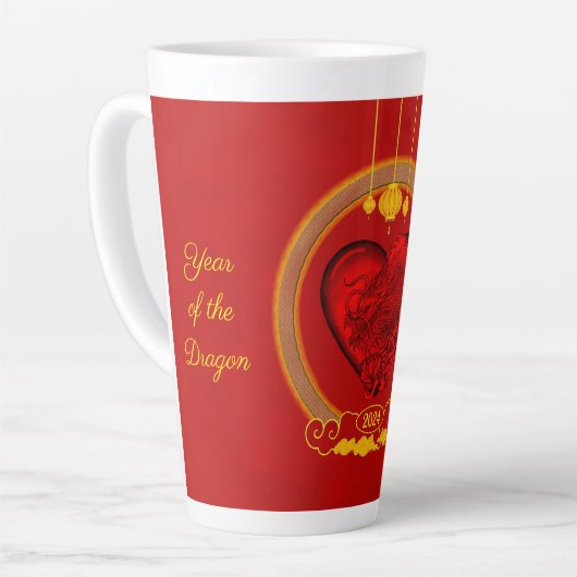 Drakenhart, jaar van de draak latte mok (Linkerhoek)