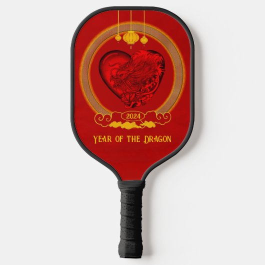 Drakenhart, jaar van de draak pickleball paddle (Achterkant)