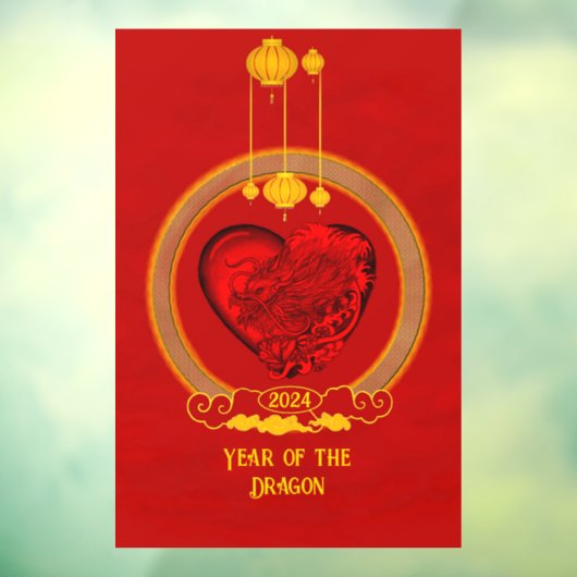 Drakenhart, jaar van de draak raamsticker (Vel 3)