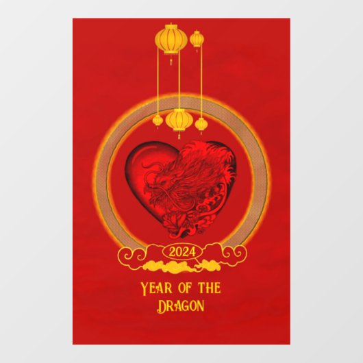 Drakenhart, jaar van de draak raamsticker (Vel)