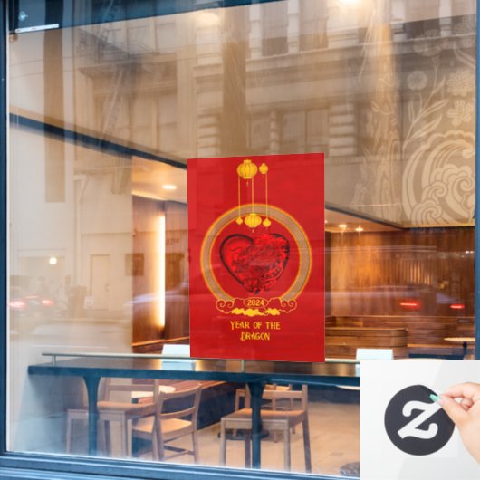 Drakenhart, jaar van de draak raamsticker (Cafe Raam)