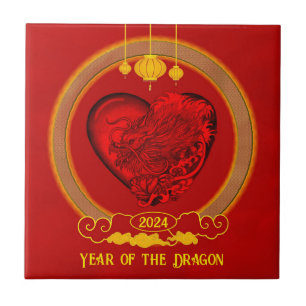 Drakenhart, jaar van de draak tegeltje
