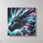 Drakenhoofd in een onweersbui met bliksem canvas afdruk (Voorkant)