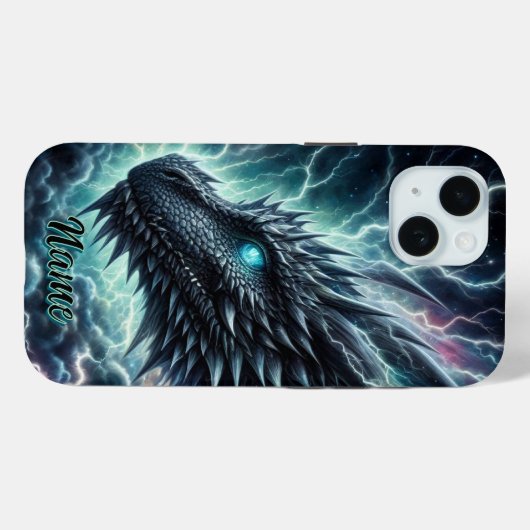 Drakenhoofd in een onweersbui met bliksem Case-Mate iPhone case (Achterkant (horizontaal))
