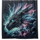 Drakenhoofd in een onweersbui met bliksem douchegordijn (Voorkant)