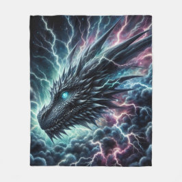 Drakenhoofd in een onweersbui met bliksem fleece deken