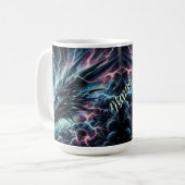 Drakenhoofd in een onweersbui met bliksem koffiemok (Voorkant links)