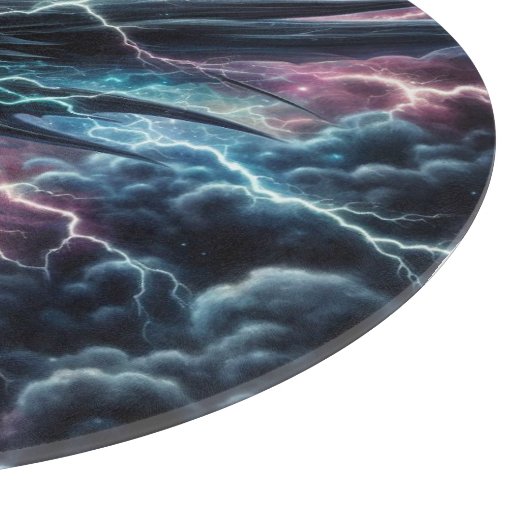 Drakenhoofd in een onweersbui met bliksem snijplank (Hoek)