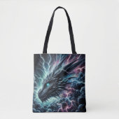 Drakenhoofd in een onweersbui met bliksem tote bag (Voorkant)