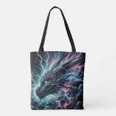 Drakenhoofd in een onweersbui met bliksem tote bag (Achterkant)