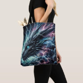 Drakenhoofd in een onweersbui met bliksem tote bag (Dichtbij)
