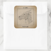 Drakenhoofd in profiel B&W-bladwijzer Vierkante Sticker (Tas)