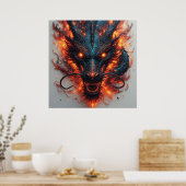 Drakenhoofd met felle ogen poster (Keuken)