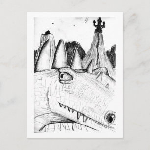 Drakenhoofdtrekkasteel op bergbeest briefkaart