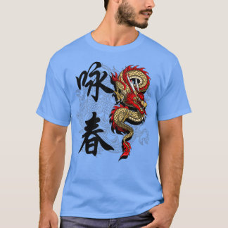 Drakenillustratie bij Chinese kalligrafie T-shirt