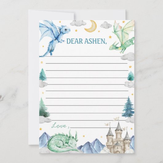 Drakenjongen Verjaardag Tijdscapsule Notitie Beric Bedankkaart (Voorkant)