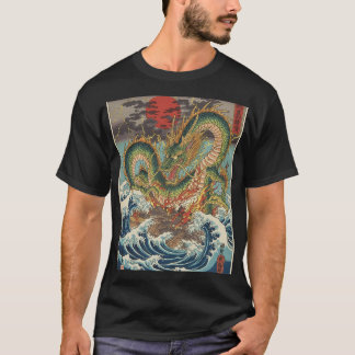Drakenkam in karmozijnrode zonnegolven t-shirt