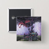 Drakenkasteel Vierkante Button 5,1 Cm (Voorkant /achterkant)