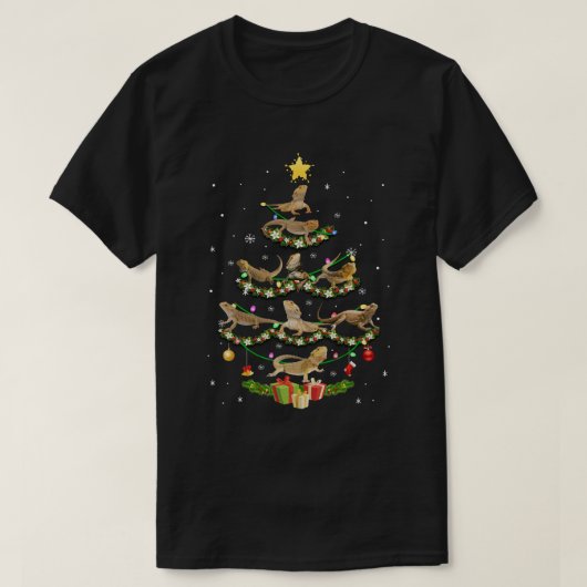 Drakenkerstboom met een brede draak Funny Reptile  T-shirt (Design voorkant)