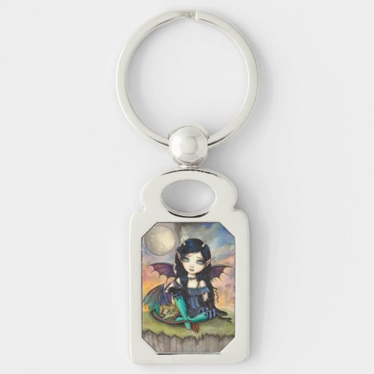Drakenkind Cute Gotische Vampier Fee Kunst Sleutelhanger (Voorkant)