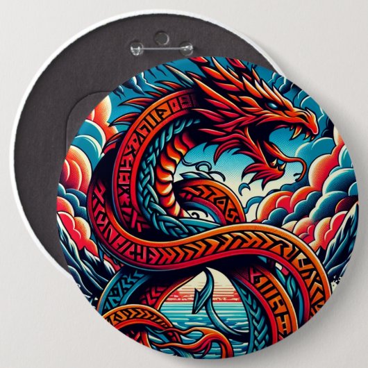 Drakenknop Ronde Button 6,0 Cm (Voorkant /achterkant)