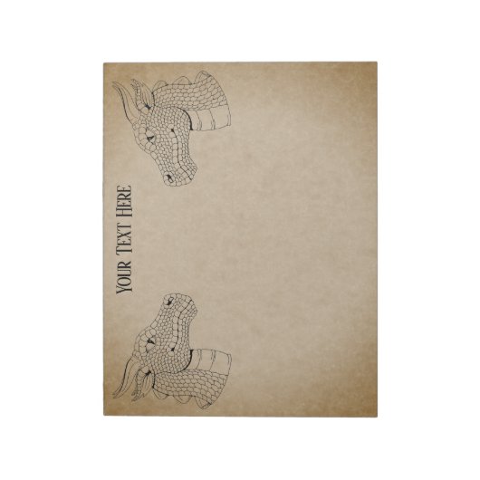 Drakenkop in profiel B&W Notitieblok (Linkerzijde)