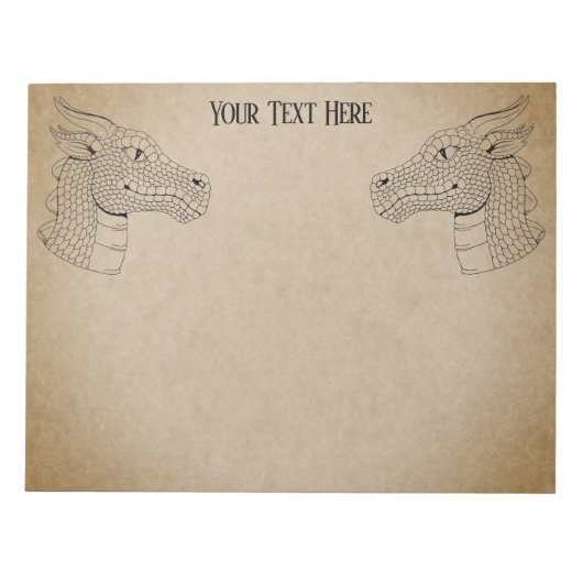 Drakenkop in profiel B&W Notitieblok (Voorkant)