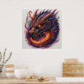 Drakenkop Met Felle Ogen Fantasie Kunstprint Poster (Keuken)