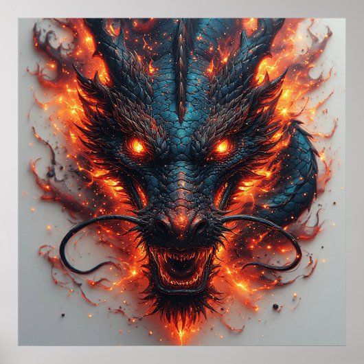 Drakenkop Met Felle Ogen Poster (Voorkant)