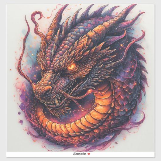 Drakenkop Met Felle Ogen Sticker (Vel)