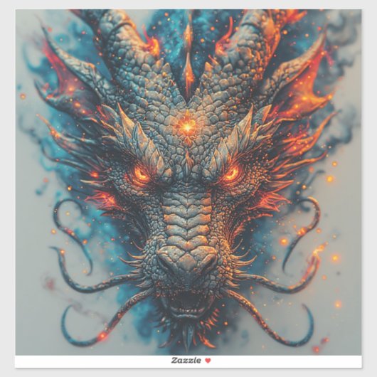 Drakenkop Met Felle Ogen Sticker (Vel)
