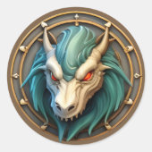 Drakenkop Ronde Sticker (Voorkant)