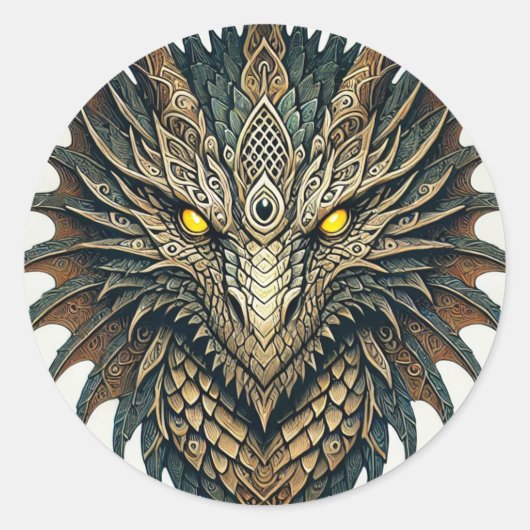 Drakenkop ronde sticker (Voorkant)
