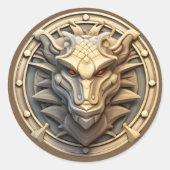 Drakenkop Ronde Sticker (Voorkant)