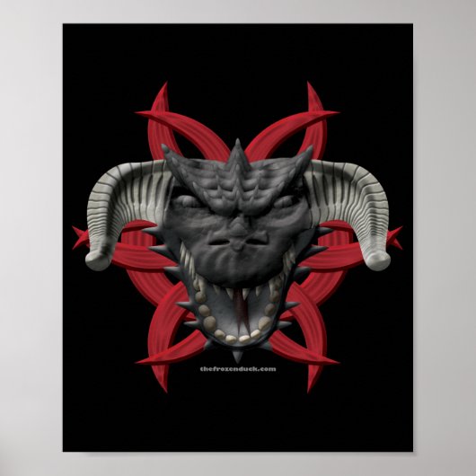 Drakenkop - zwart poster (Voorkant)