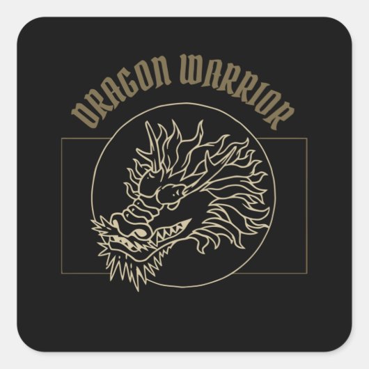Drakenkrijger Vierkante Sticker (Voorkant)